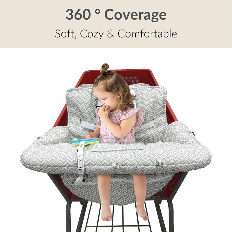 PandaEar Shopping Cart Cover for Baby, 2-in-1 Grocery Cart Seat Cover & Baby Highchair Cover for Infant, Toddler -Grey - Image 3